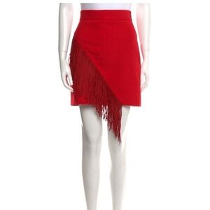 Maje Red Fringe Skirt